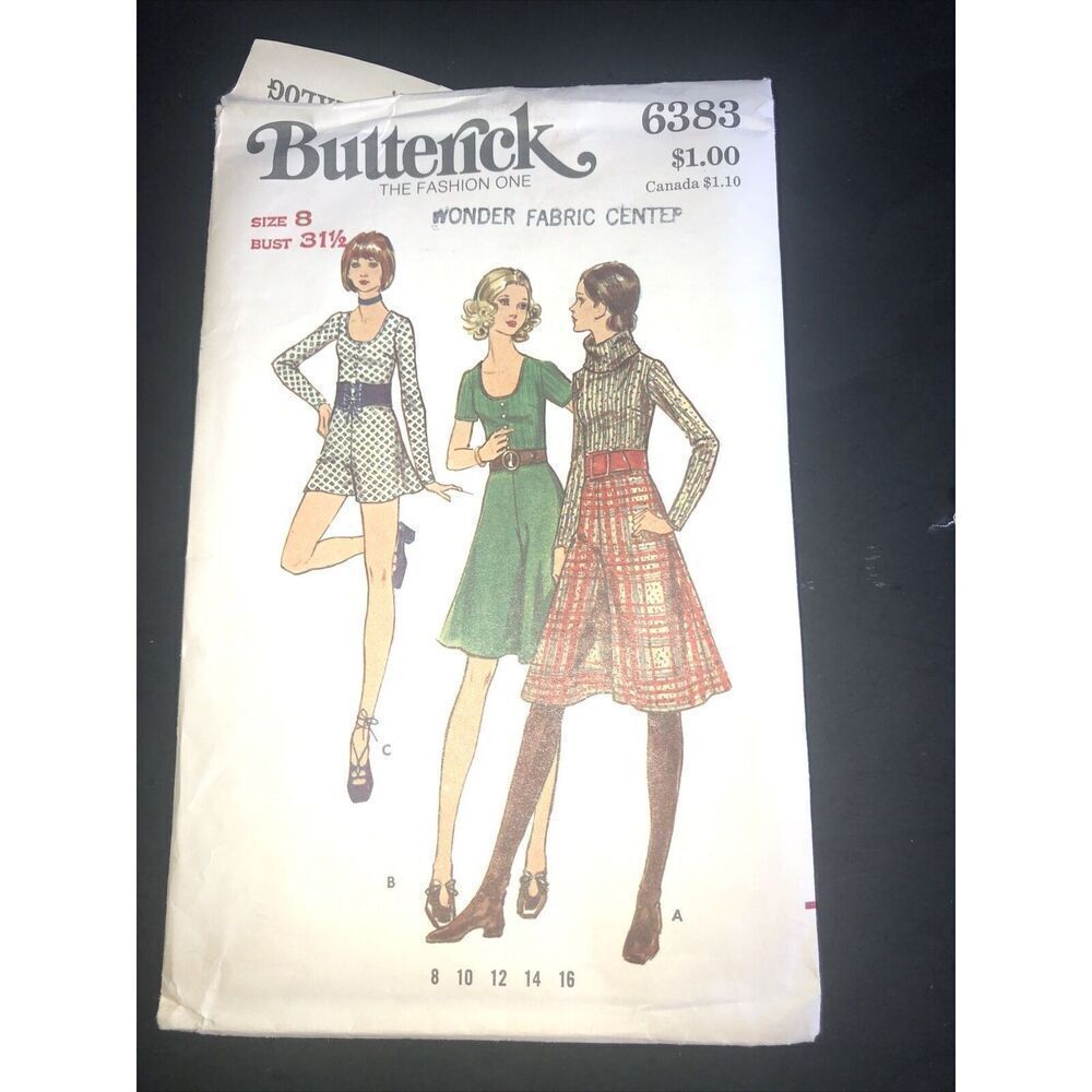 Butterick Patterns Uncut Pant dress Size 8,bust31.5 Vintage